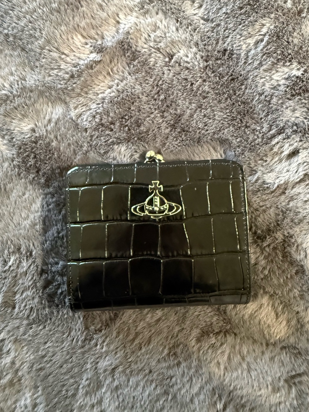 Vivienne Westwood Black Croc Embossed Wallet